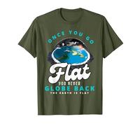 Carte de la Terre Plate, Le Monde est Plat, Terre Plate, Une Fois Que Vous Allez à Plat T-Shirt, Homme, Olive, 3XL