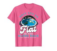 Carte de la Terre Plate, Le Monde est Plat, Terre Plate, Une Fois Que Vous Allez à Plat T-Shirt, Homme, Rose Chiné, XL
