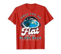 Carte de la Terre Plate, Le Monde est Plat, Terre Plate, Une Fois Que Vous Allez à Plat T-Shirt, Homme, Rouge, 3XL