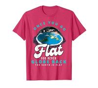 Carte de la Terre Plate, Le Monde est Plat, Terre Plate, Une Fois Que Vous Allez à Plat T-Shirt, Homme, Rouge Chiné, 3XL