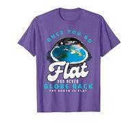 Carte de la Terre Plate, Le Monde est Plat, Terre Plate, Une Fois Que Vous Allez à Plat T-Shirt, Homme, Violet Chiné, XXL