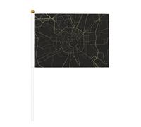 Carte de la ville de Milan - Lot de 6 et 10 drapeaux à agiter à la main sur bâton - Pour défilés, fêtes, bars, anniversaires