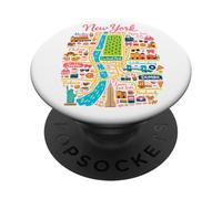 Carte de la Ville de New York - Design rétro - Illustration de Voyage PopSockets PopGrip Adhésif
