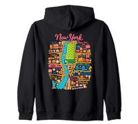 Carte de la Ville de New York - Design rétro - Illustration de Voyage Sweat à Capuche