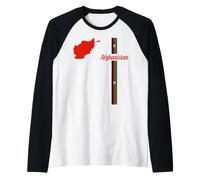 Carte de l'Afghanistan, Drapeau Afghan, Paysage, Contour, Voyage, Design Manche Raglan