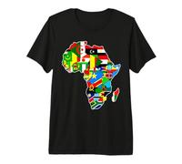 Carte de l'Afrique avec Les Drapeaux des Pays africains T-Shirt Haut de Gamme