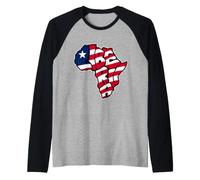 Carte de l'Afrique avec Typographie Graffiti du Liberia et Drapeau libérien Manche Raglan