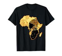 Carte de l'Afrique avec une fille africaine, fond tribal dessiné à la main T-Shirt