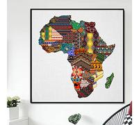 Carte de l'Afrique dans le style de motif Toile Affiche Art Africain Peinture HD Imprimé Photo Wall Art Salon Décoration de La Maison 50x50cm (20x20in) Sans Cadre