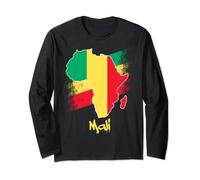 Carte de l'Afrique du drapeau du Mali Love Mali Africa Map Manche Longue