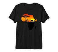 Carte de l'Afrique Safari Afrique Safari Coucher de Soleil T-Shirt Haut de Gamme