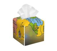 Carte de l'Allemagne avec couvercle de boîte à mouchoirs imprimé coloré, support de boîte à mouchoirs en cuir décoratif pour cuisine, salle de bain