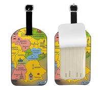Carte de l'Allemagne avec étiquettes de sac imprimées colorées, étiquette de bagage élégante, 10,9 x 7,9 cm, accessoire de voyage essentiel pour valises