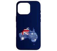 Carte de l'Australie Down Under en Bois avec Drapeau Australien Coque pour iPhone 16 Pro
