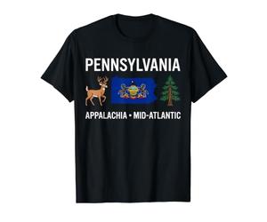 Carte de l'État de Pennsylvanie Patrimoine de la pruche des Cerfs à Queue Blanche T-Shirt Graphique avec Valeur
