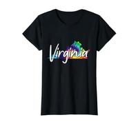 Carte de l'État de Virginie Tie Dye Pride Hippie Vintage T-Shirt Graphique avec Valeur