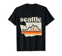 Carte de l'État de Washington Seattle Mountain Randonnée Rétro Souvenir T-Shirt