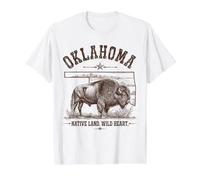 Carte de l'État des Bisons de l'Oklahoma | Vintage Pride T-Shirt Graphique avec Valeur, Homme, Blanc, L