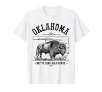 Carte de l'État des Bisons de l'Oklahoma | Vintage Pride T-Shirt Graphique avec Valeur, Homme, Blanc, M
