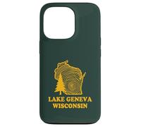 Carte de l'État du lac Léman Wisconsin Pin Vintage Extérieur Coque pour iPhone 13 Pro