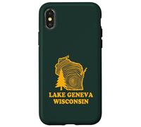 Carte de l'État du lac Léman Wisconsin Pin Vintage Extérieur Coque pour iPhone X/XS