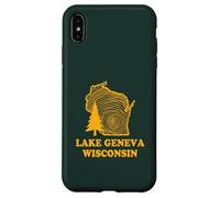 Carte de l'État du lac Léman Wisconsin Pin Vintage Extérieur Coque pour iPhone XS Max