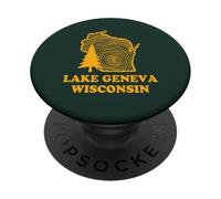 Carte de l'État du lac Léman Wisconsin Pin Vintage Extérieur PopSockets PopGrip Adhésif