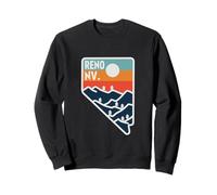 Carte de l'État du Nevada - Montagne et Arbres - Voyage Vintage Reno Sweatshirt