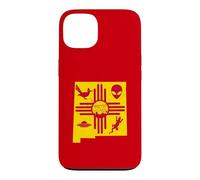 Carte de l'État du Nouveau-Mexique avec Symbole Zia et icônes célèbres Coque pour iPhone 13