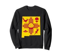 Carte de l'État du Nouveau-Mexique avec Symbole Zia et icônes célèbres Sweatshirt