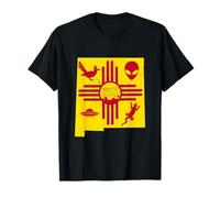 Carte de l'État du Nouveau-Mexique avec Symbole Zia et icônes célèbres T-Shirt