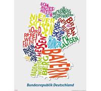 Carte de lettres Allemagne - 40x50 cm - Cartes géographiques Poster