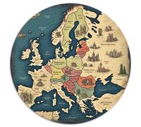 Carte de l'europe 1000 Pièces Animation Puzzle Circulaire Qualité Supérieure De l'art De La DécoRation Moderne Adultes Et Enfants Dès 14 Ans 1000pcs (67.5x67.5cm)