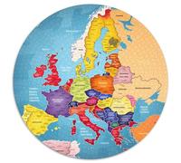 Carte de l'europe 1000 Pièces Puzzle Circulaire Jeu Jeu D'Intelligence Cadeau Unique pour Adultes Et Enfants 1000pcs (67.5x67.5cm)