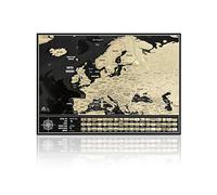 Carte de l'Europe à gratter avec drapeaux - Carte à gratter pour suivre les voyages - Fabriquée en Europe - 42 x 29,7 cm