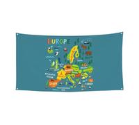 Carte de l'Europe avec impression colorée - Bannière de vacances de carnaval - Décoration de fête en plein air pour réunions festives à suspendre - Toile de fond pour jardin