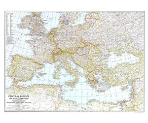 Carte de l'Europe centrale et de la Méditerranée de 1939