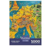 Carte de l'europe | Géographique Puzzle 1000 Pièces, Défi Difficile Jouet Interactif pour Adultes Et Enfants Jeu Éducatif Décor Mural & Cadeau Exquis 38x26cm/1000pcs