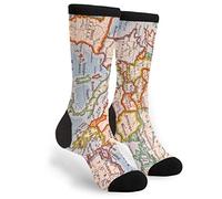 Carte De L'Europe Globe Pays États Femme Homme Chaussette De Course Durabilité Chaussettes De Tennis Chaudes Socquette De Marche Pour Voyager Cyclisme Randonnée