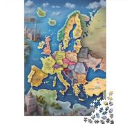 Carte de lEurope Puzzle 1000 Pièces Papier pour Adultes Apprentissage Géographie Convivialité Cadeau 52x38cm/1000pcs