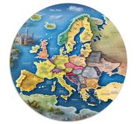 Carte de l'Europe1000 Pièces Puzzles pour Adultes Et Enfants Carte Puzzle Circulaire, Doodle Puzzle, Décompression, Cadeau, DécoRation, Difficile, Impossible1000pcs (67.5x67.5cm)