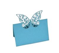 Carte de lieu mariage papillon creuse, 100 pièces, for Banquet, fête d'anniversaire, nom siège, Table connexion, fleur, vœux Pour Fêtes Banquets(Blue)