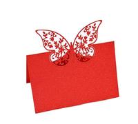 Carte de lieu mariage papillon creuse, 100 pièces, for Banquet, fête d'anniversaire, nom siège, Table connexion, fleur, vœux Pour Fêtes Banquets(Red)