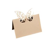 Carte de lieu mariage papillon creuse, 100 pièces, for Banquet, fête d'anniversaire, nom siège, Table connexion, fleur, vœux Pour Fêtes Banquets(Khaki)