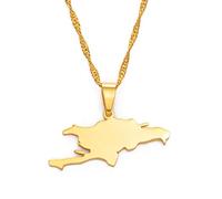 Carte De L'Île D'Hispaniola Colliers Pendentifs, Haïti Et Les Cartes De Bijoux Dominicaines, Contour Vintage Accessoires Patriotiques Unisexes À La Mode, Hiphop Géométrique Réglable Chaîne