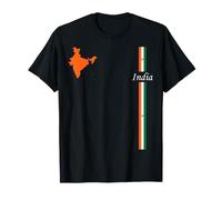 Carte de l'Inde et Drapeau Patriotique de Voyage Graphique T-Shirt