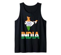 Carte de l'Inde Tricolore Ashoka Chakra Drapeau Indien Débardeur