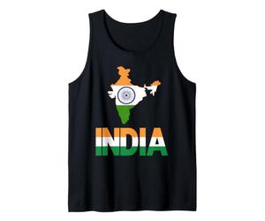 Carte de l'Inde Tricolore Ashoka Chakra Drapeau Indien Débardeur
