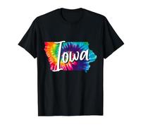 Carte de l'Iowa Tie Dye State Map Pride Hippie Vintage T-Shirt Graphique avec Valeur