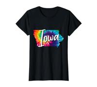 Carte de l'Iowa Tie Dye State Map Pride Hippie Vintage T-Shirt Graphique avec Valeur